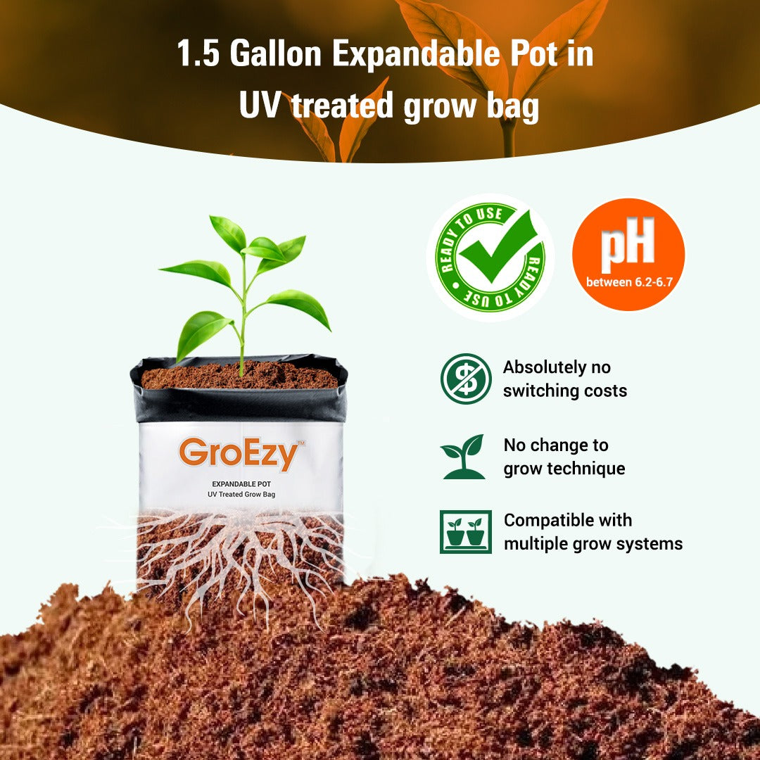 GroEzy™ 1.5 Gallon Expandable Pot in UV treated grow bag