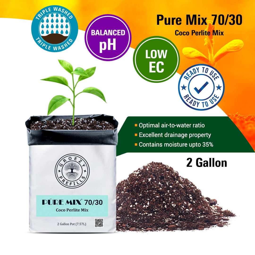 GroEzy™ 2 Gallon Prefilled 70/30 Coco Perlite Grow Bag